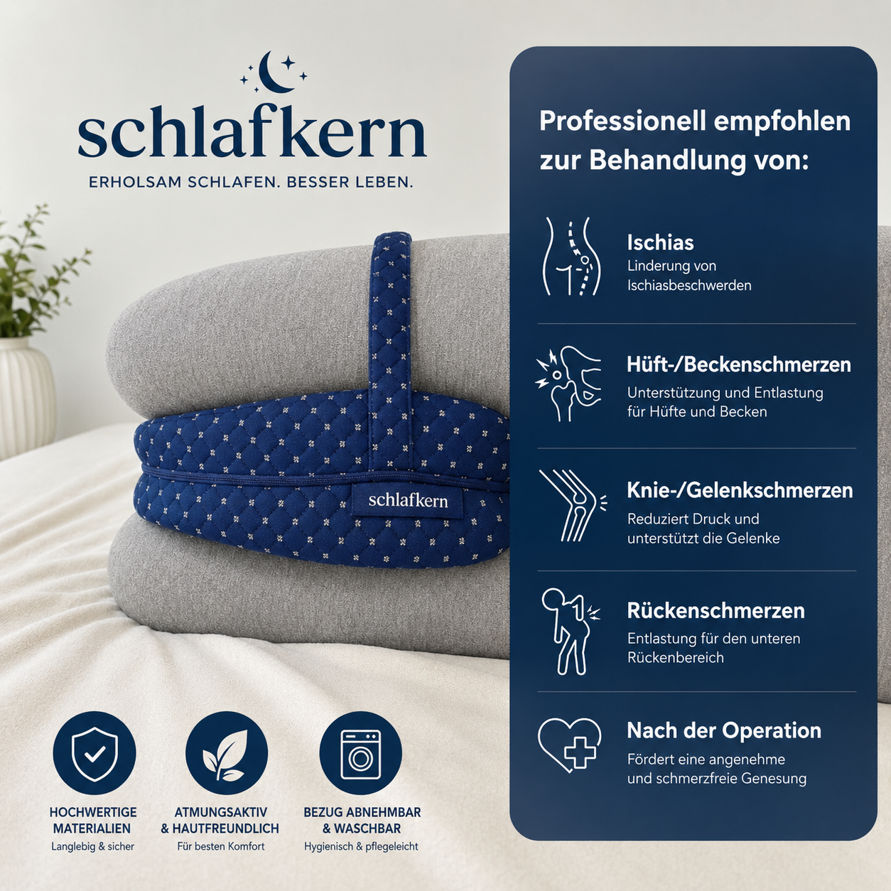 Memory Foam Leg Pillow for Side Sleeping and Travel